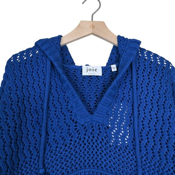 Joie Womens S Aurora Open Stitch Hoodie Sweater in Blue Quartz NEW - Picture 4 of 11